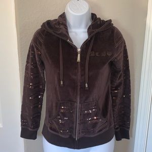 BCBG Velour Bling Hoodie